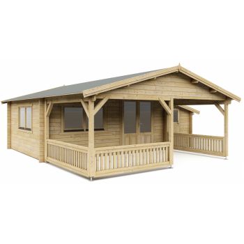 Blokhut 50'er 500 + 150 x 400 + 300 cm