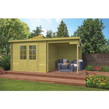 Blokhut Dora 300 + 200 x 300 cm Groen Geimpregneerd!