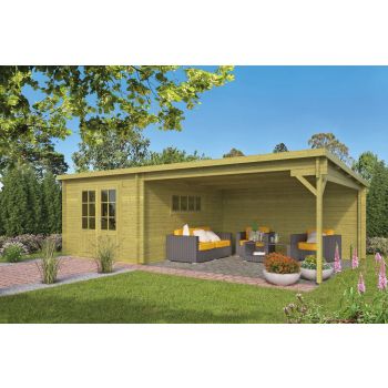 Blokhut Anton 300 + 400 x 400 cm Groen Geïmpregneerd!