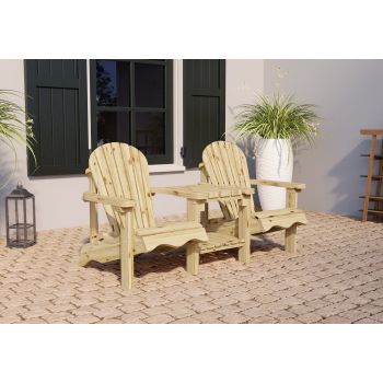 Loveseat Parijs vuren gedroogd, groen geïmpregneerd