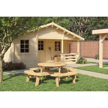 Picknicktafel Rond vuren gedroogd, groen geïmpregneerd